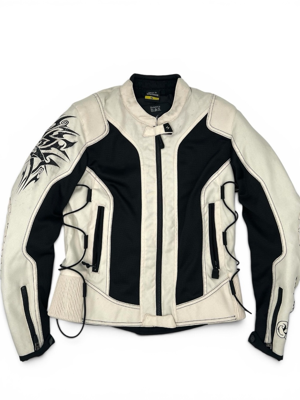 Scorpion EXO Motorcycle Jacket Womens Small White Black Mesh Moto Nip Tuck Armor